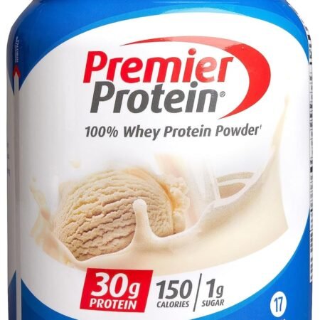 Premier Protein Powder, Vanilla Milkshake, 30g Protein, 1g Sugar, 100% Whey Protein, Keto Friendly, No Soy Ingredients, Gluten Free, 17 Servings, 23.3 Ounces
